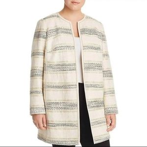 Lafayette 148 Cream Pria Striped Jacquard Jack­et size 14